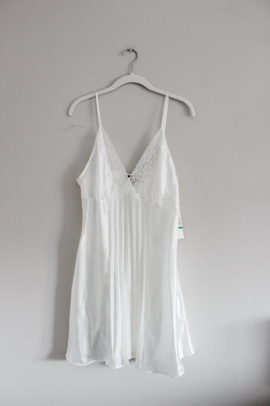 Jones New York Satin Pleated Front Slip Dress (L)