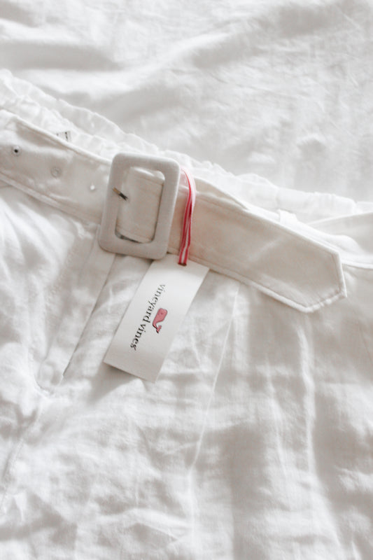 Vineyard Vines White Belted Linen Shorts (10)