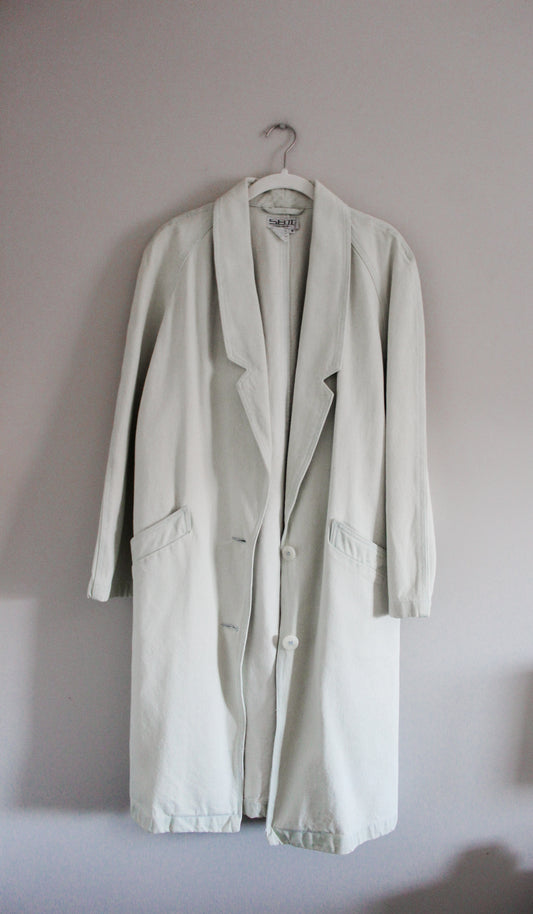 Vintage Denim Trench Coat (M)