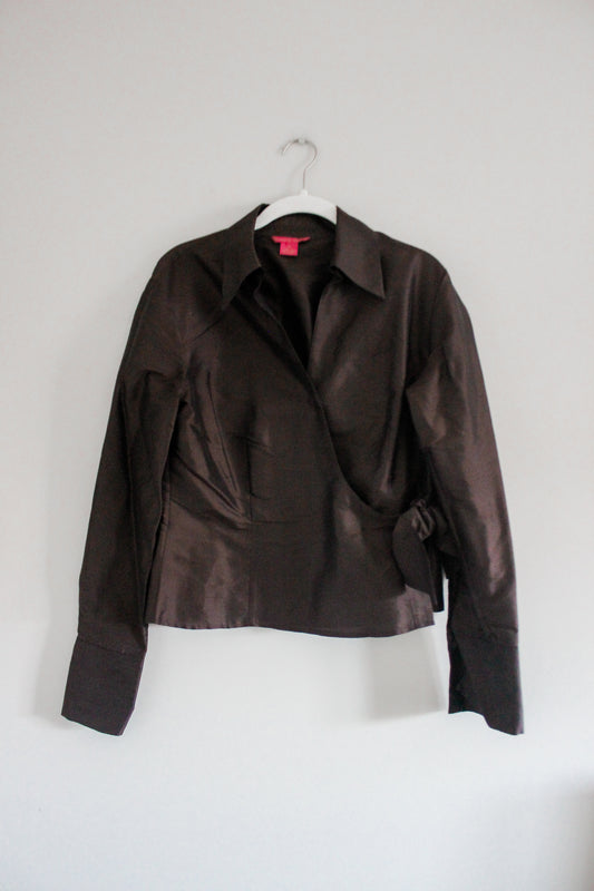 100% Vintage Silk Brown Top (10)