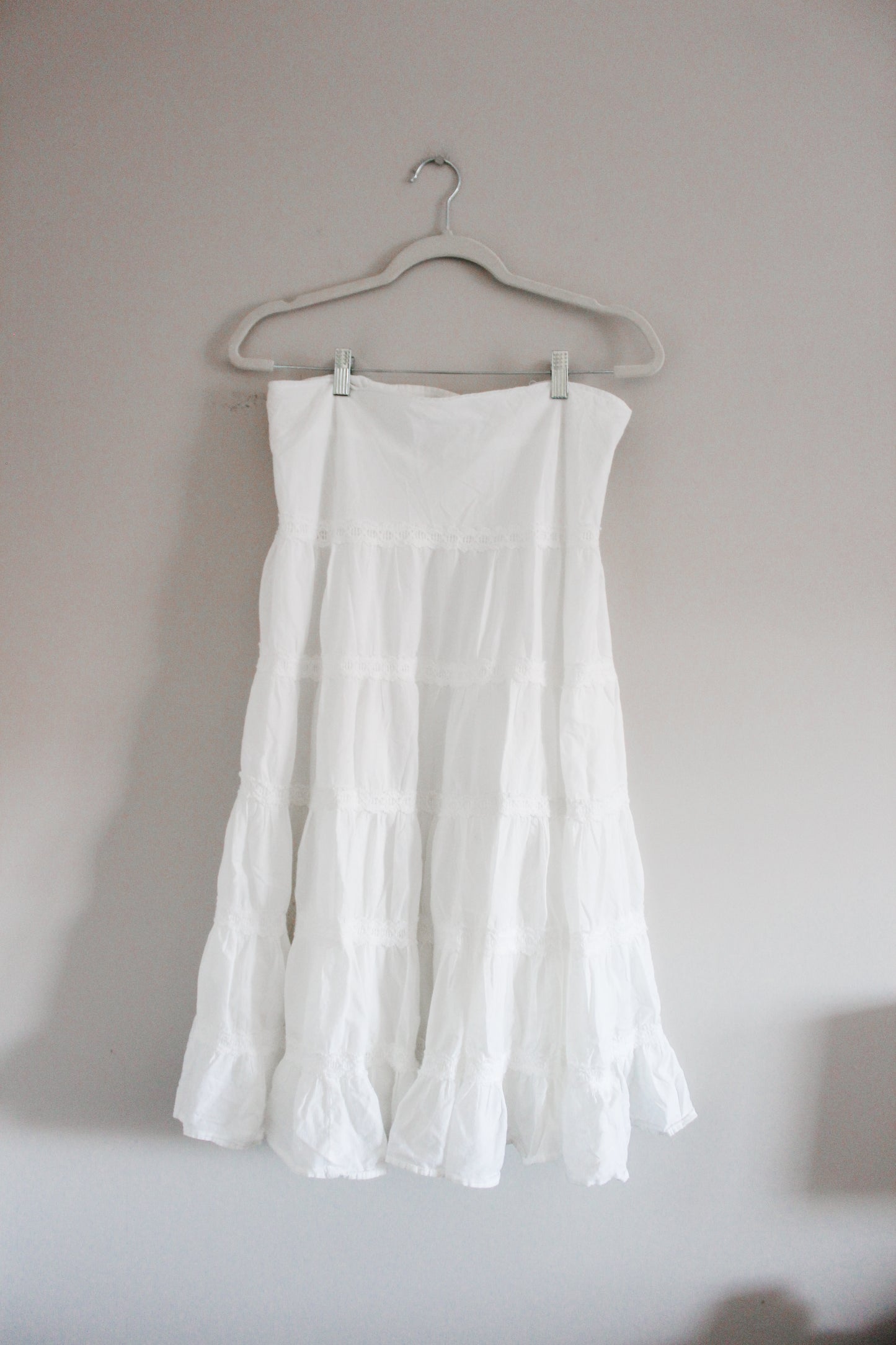 Vintage White Cotton Midi Skirt (L)