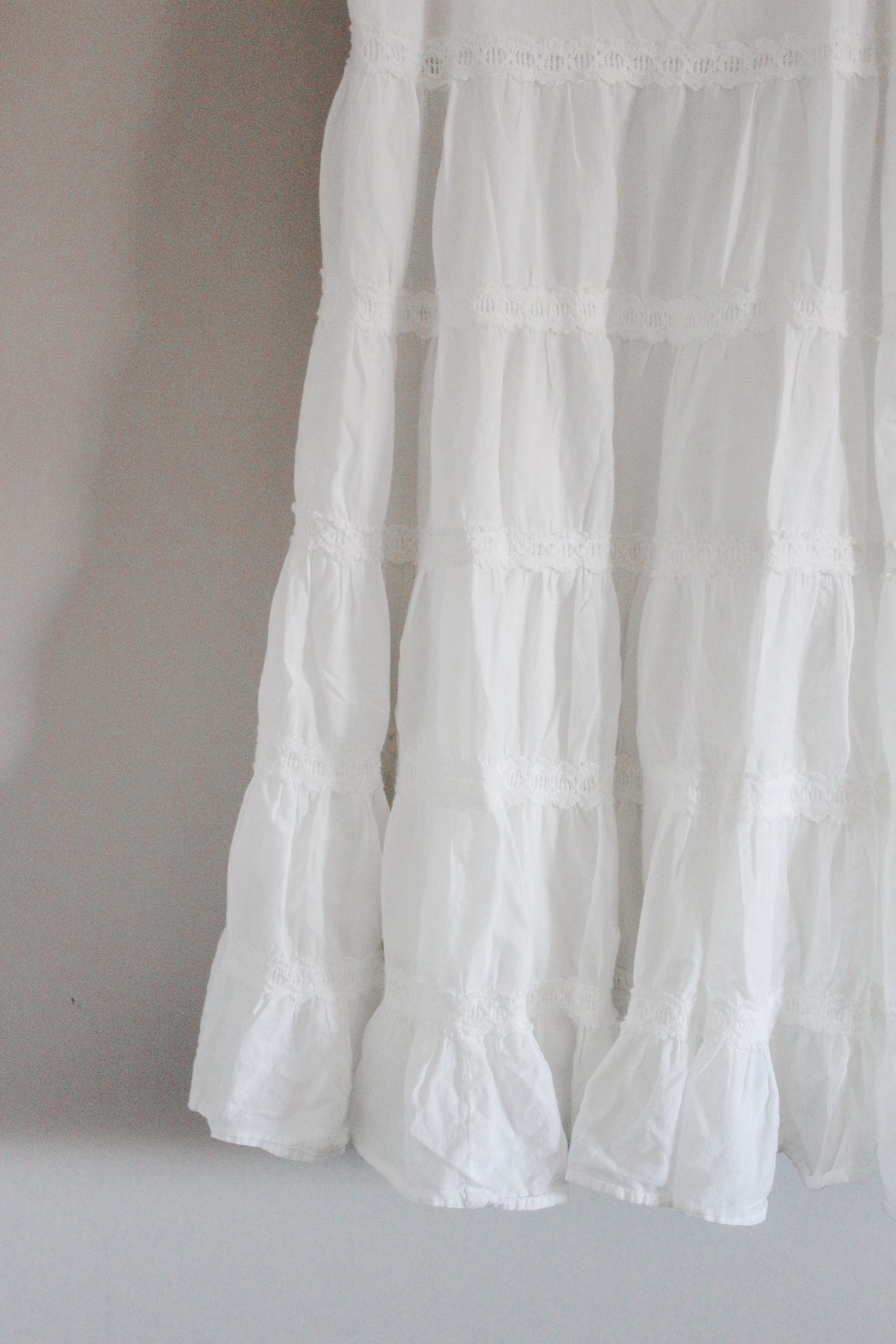 Vintage White Cotton Midi Skirt (L)