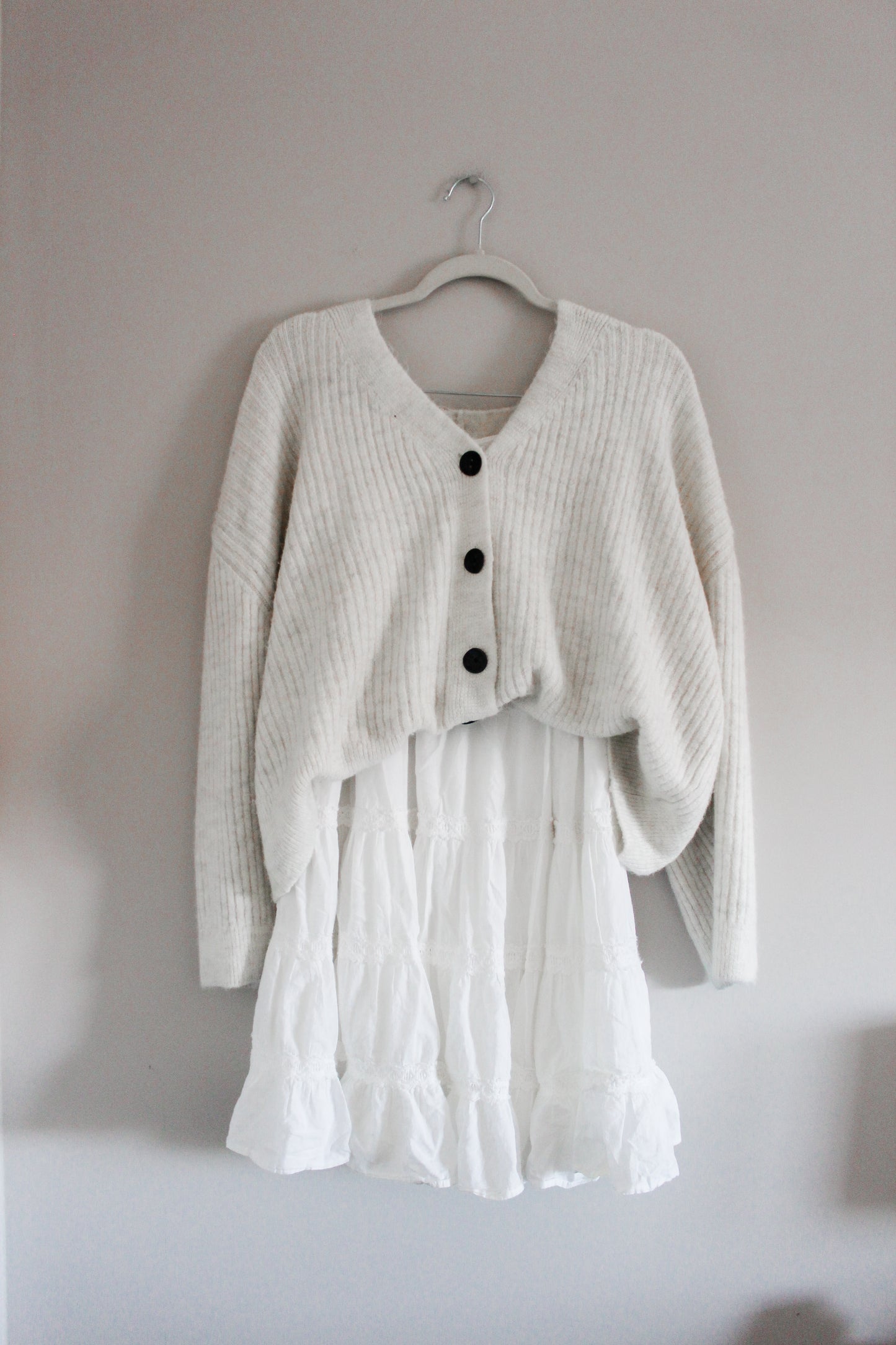 Vintage White Cotton Midi Skirt (L)