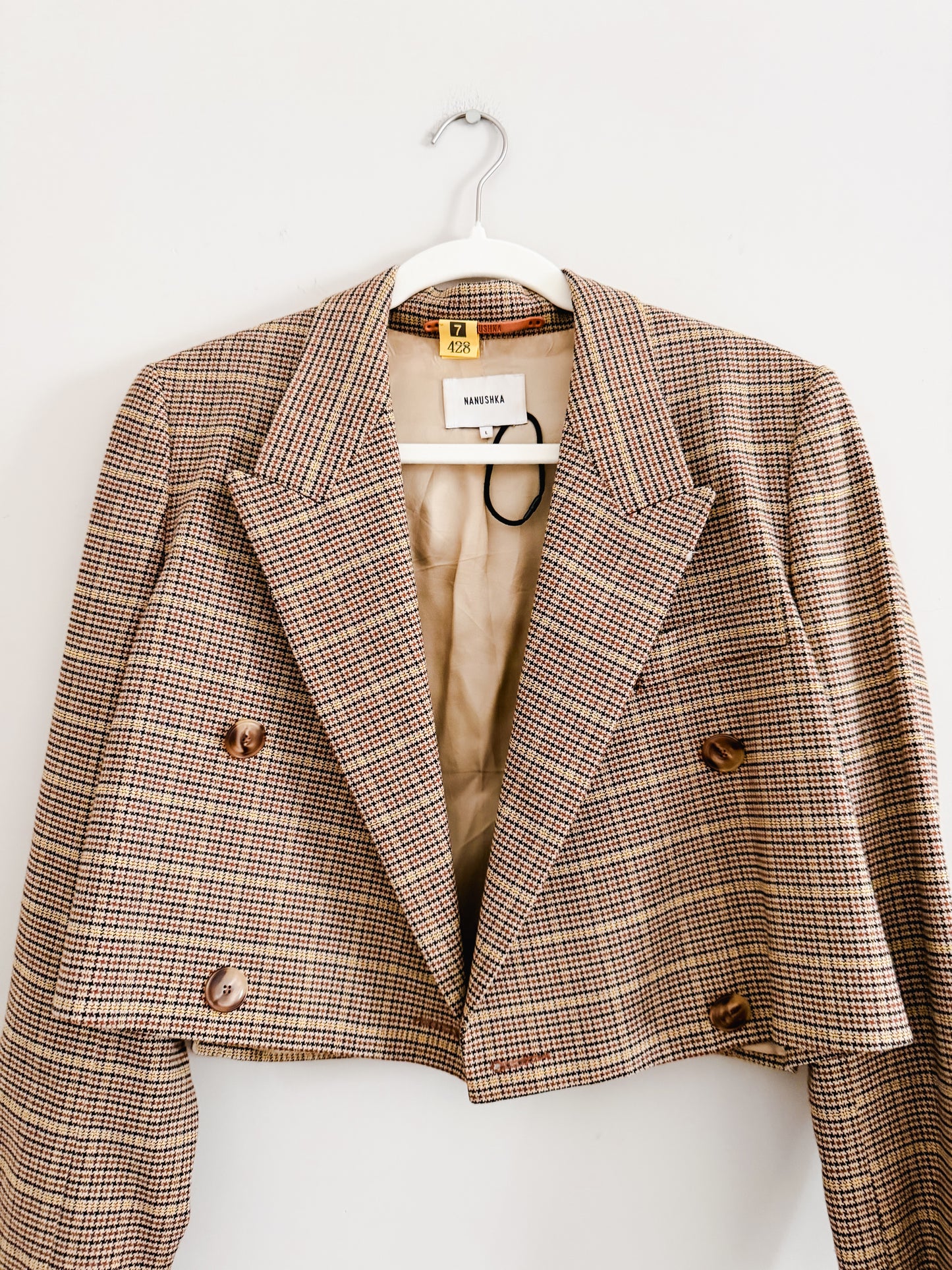 Nanushka Plaid Moscot Cropped Blazer (L)