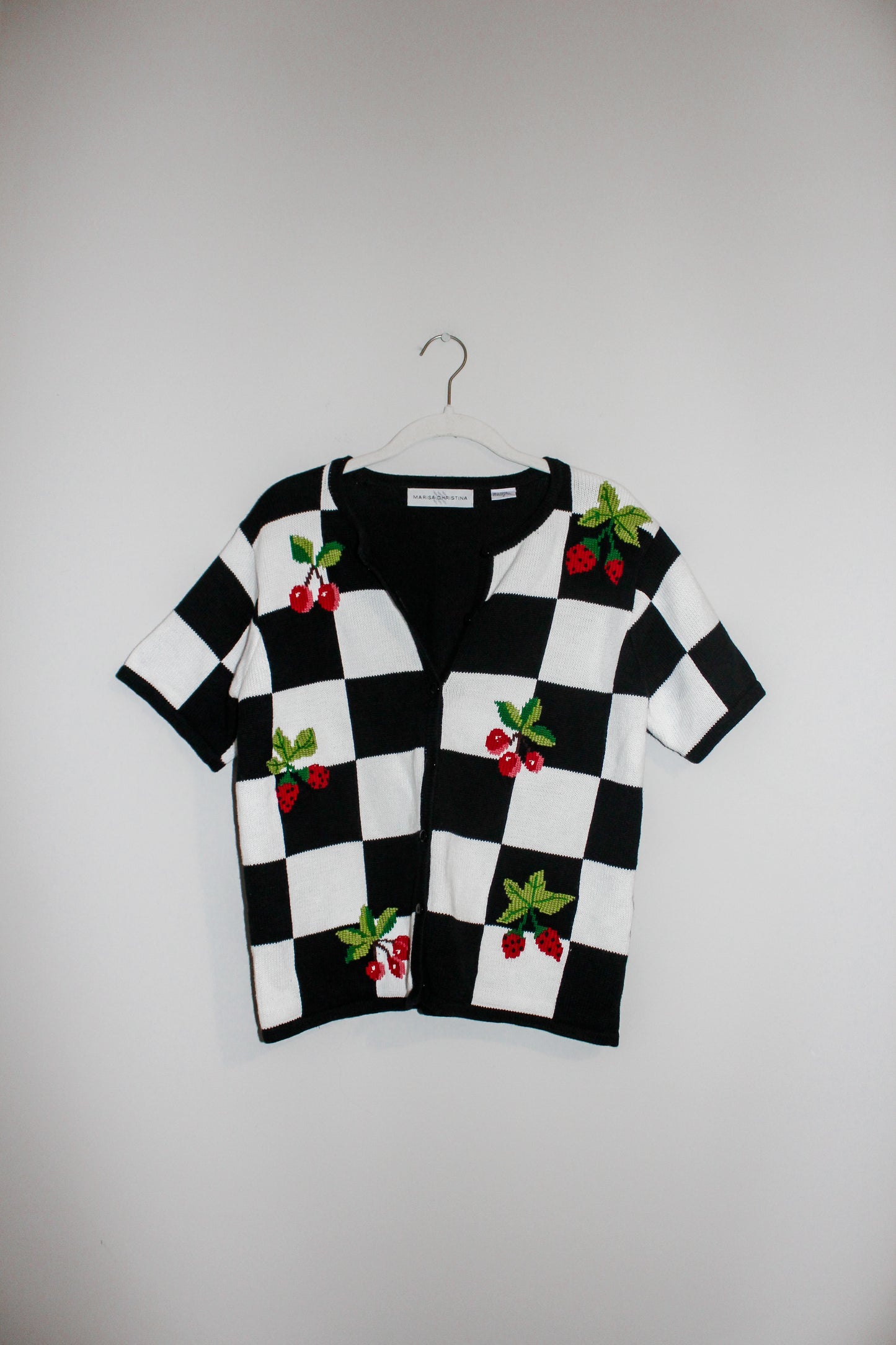 Vintage Checkered Knit Sweater Top (S)