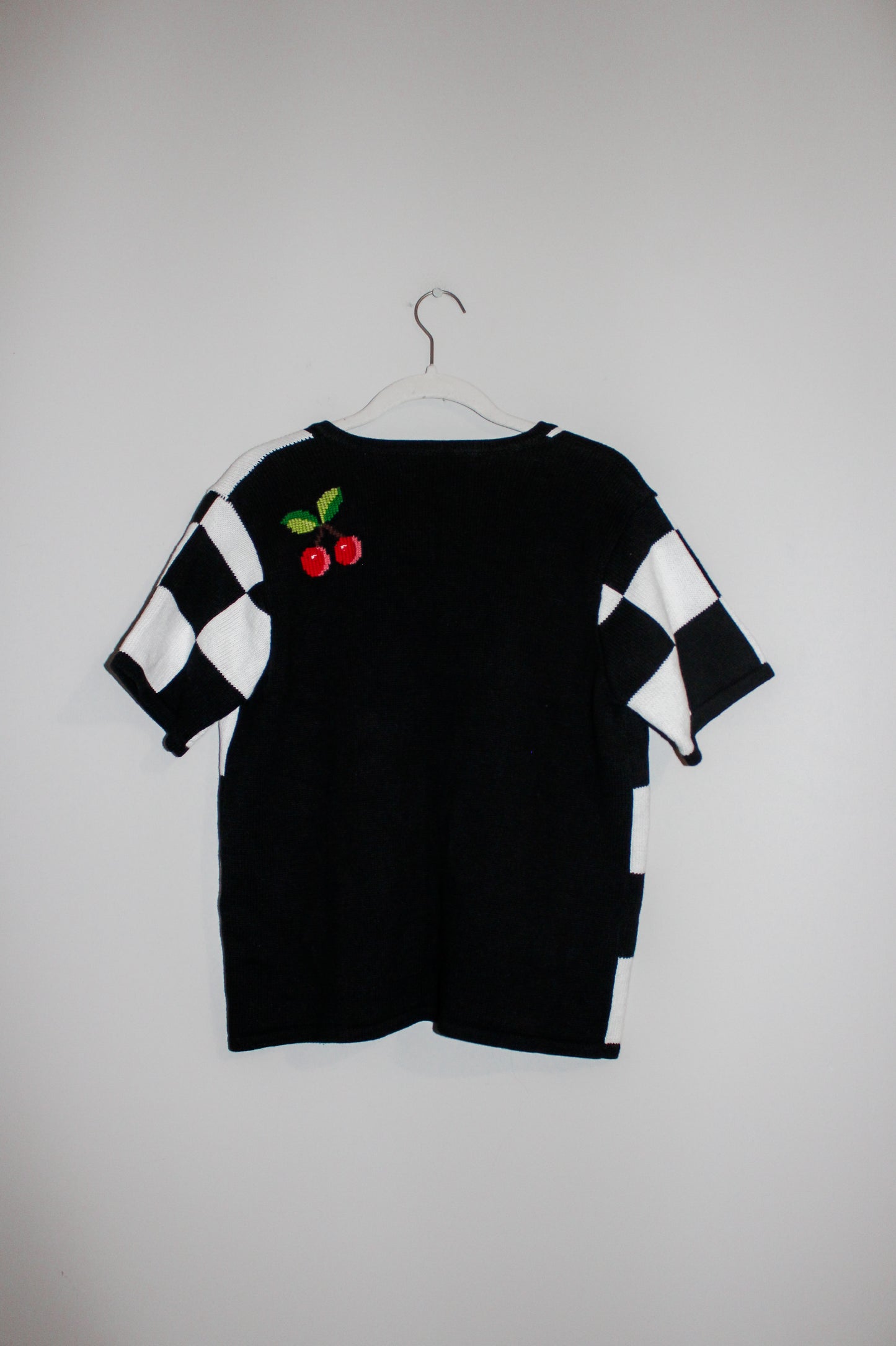 Vintage Checkered Knit Sweater Top (S)