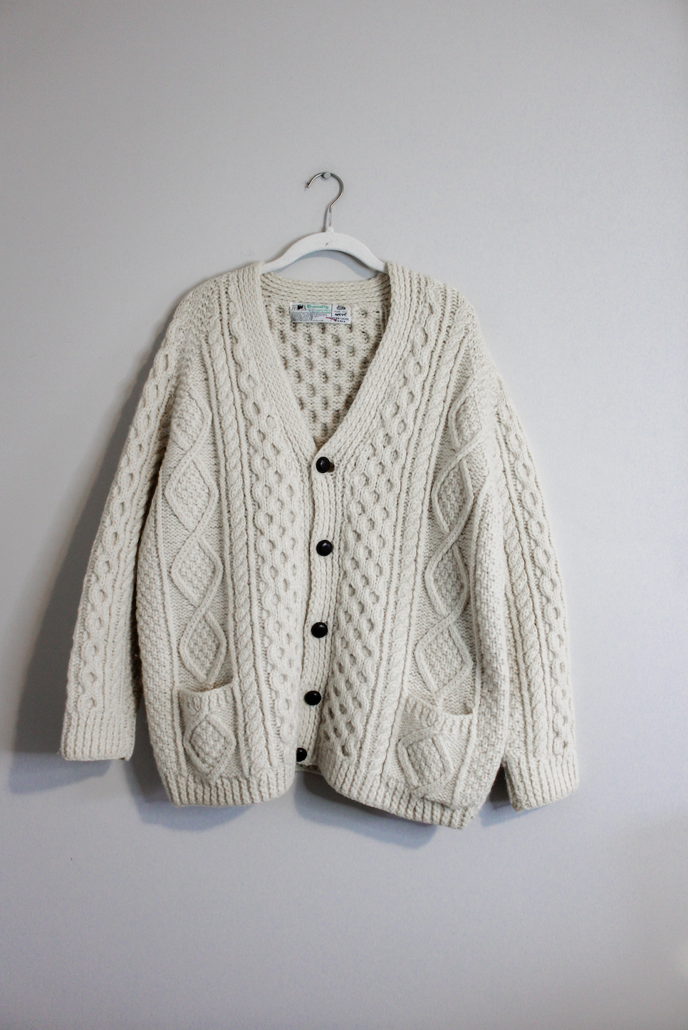 Made in Ireland 100% Wool Chunky Knit Cardigan Sweater