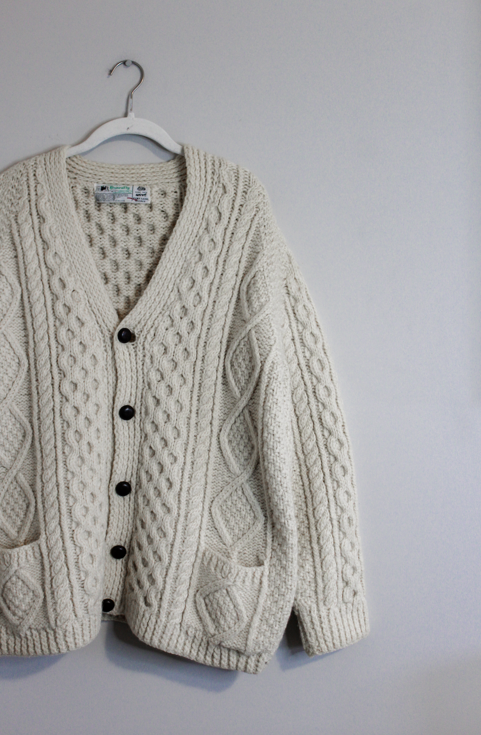 Made in Ireland 100% Wool Chunky Knit Cardigan Sweater