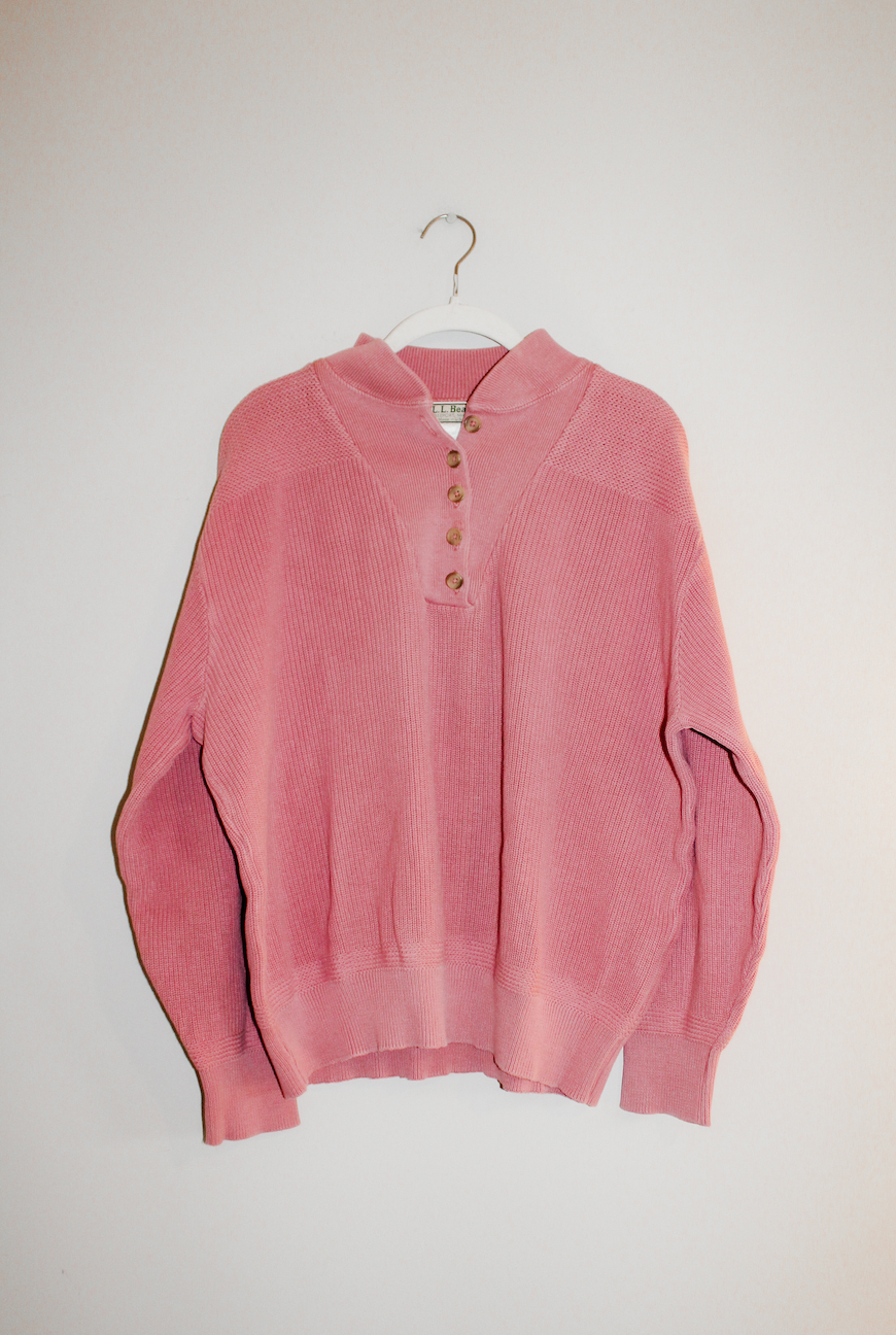 Vintage LL Bean Pink Sweater w Buttons (XL)