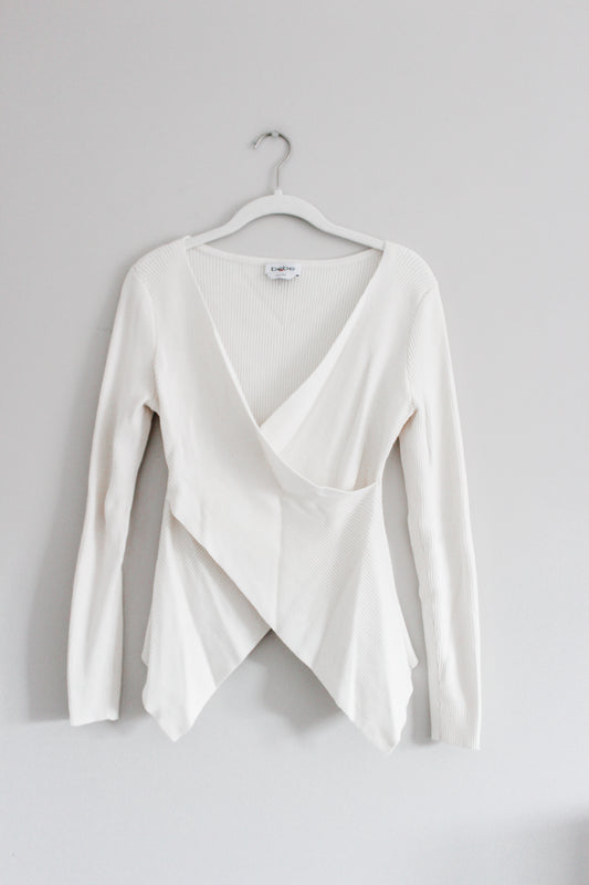 Bebe Crossover Ribbed Top (L)