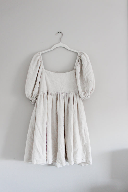 Beige Bubble Sleeve Dress (S)