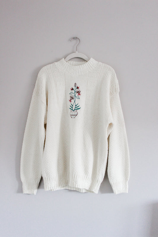 Vintage Flower Pot Sweater (XS)