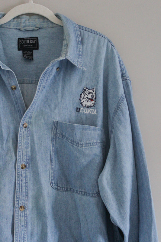 Vintage UConn Denim Botton Down (XL)