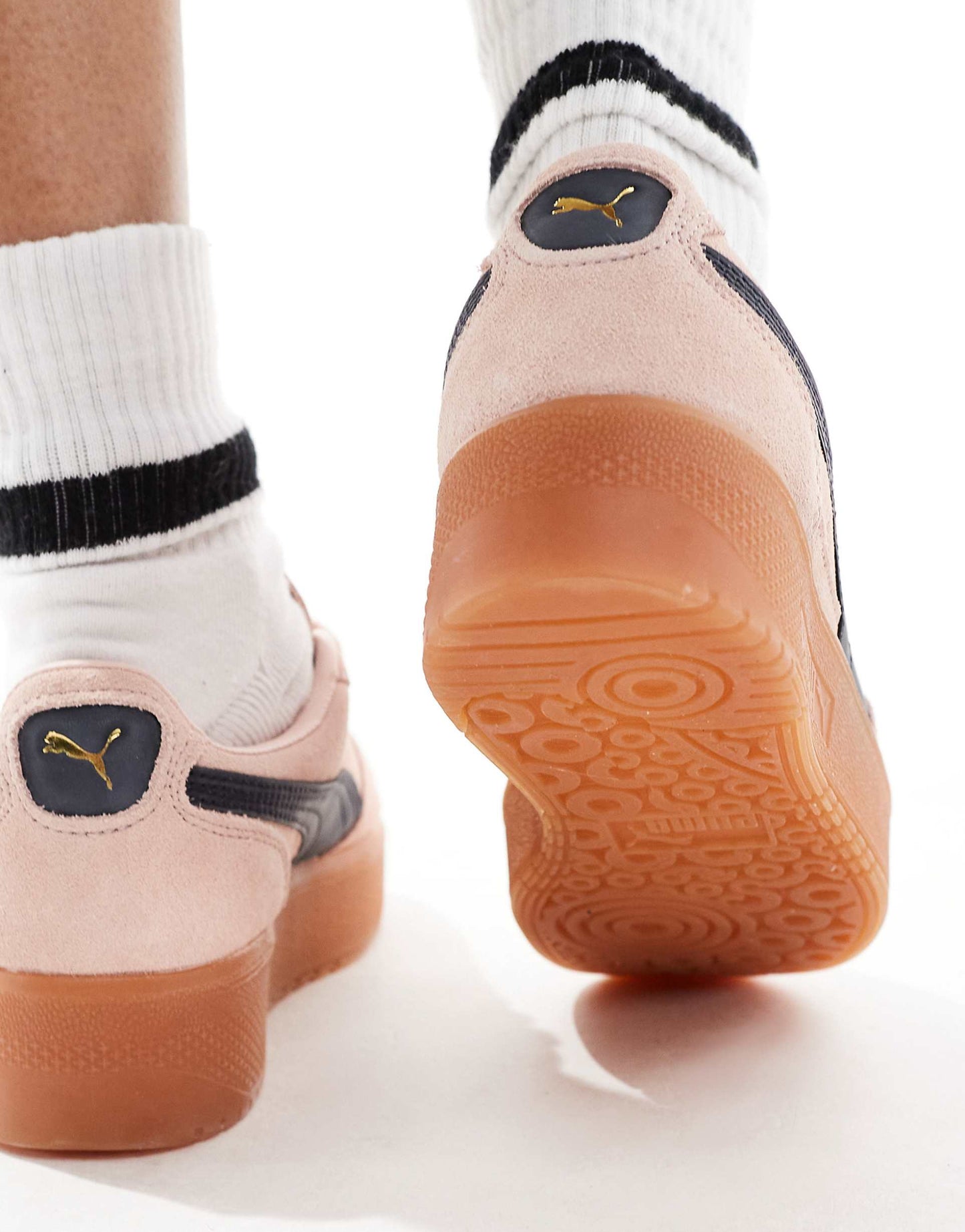 PUMA Palermo Eleveta Sneakers in Baby Pink & Navy (7.5)