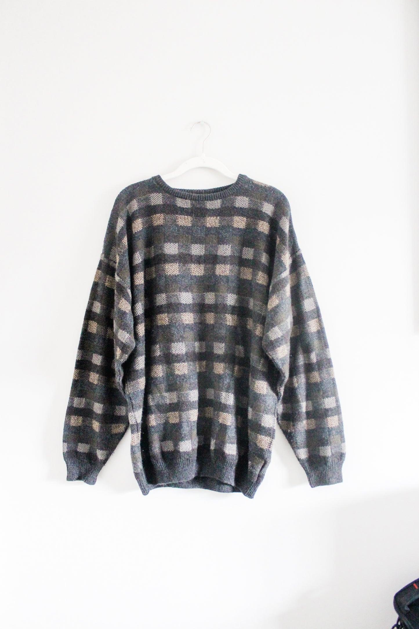 Vintage Checkered Print Sweater (L)