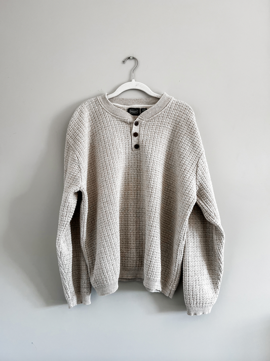 Haggar Knit Sweater with 1/4 Buttons (L)