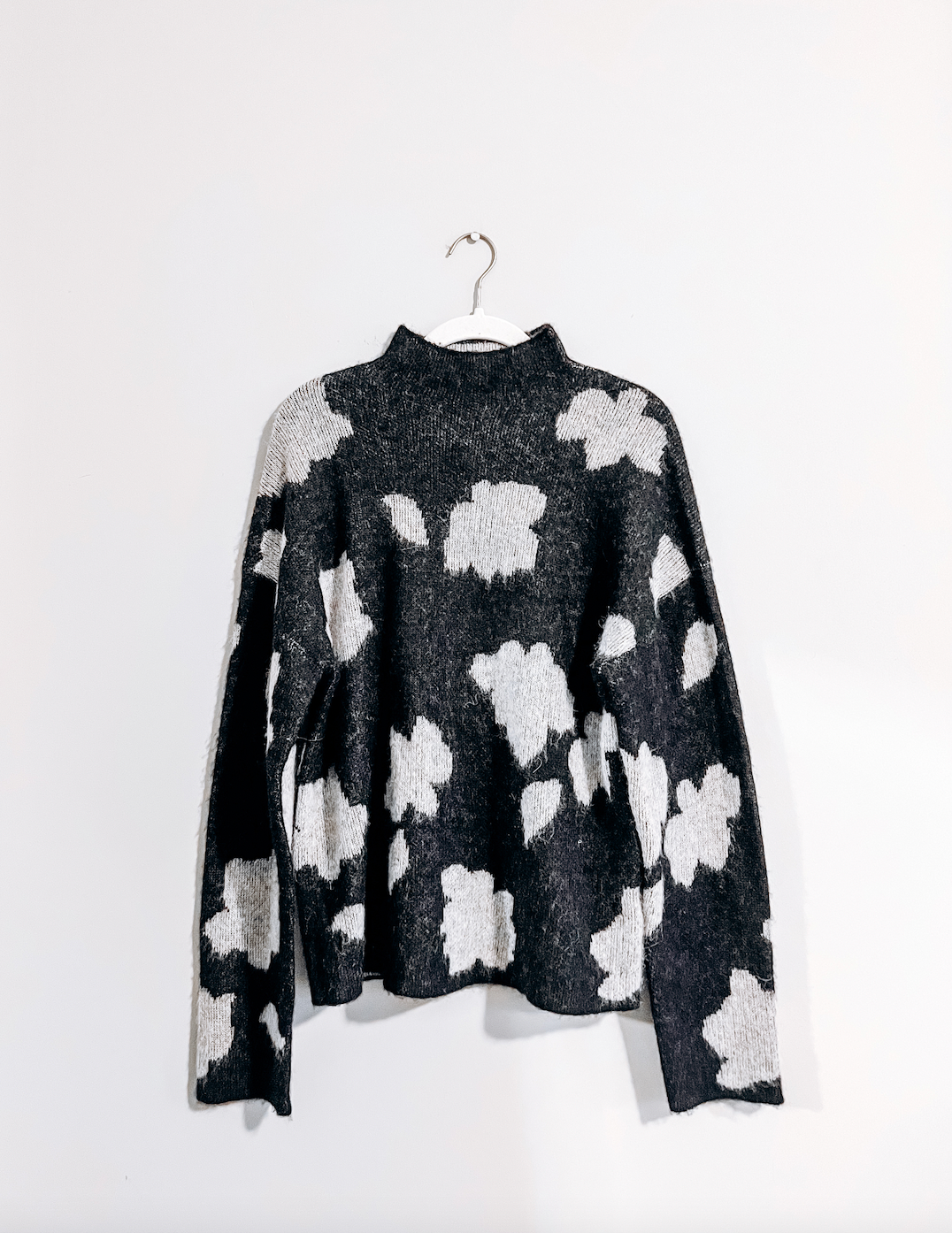 Theory Floral Print Alpaca-Blend Sweater (L)