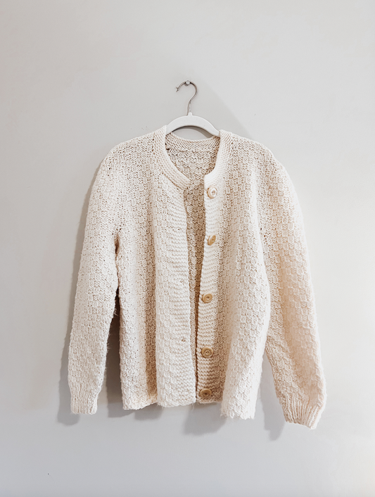 Vintage Hand-Knit Cardigan Sweater (XS/S)