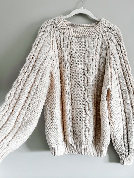 Chunky Knit Cream Sweater (S)