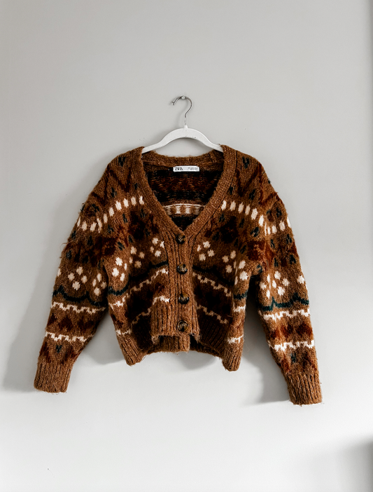 ZARA Patterned Cardigan Sweater (S)