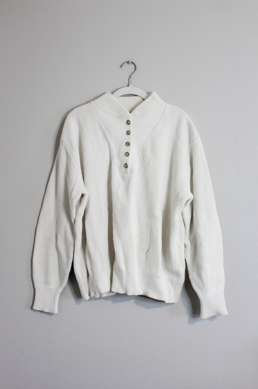 Vintage Cream LL Bean Sweater with Buttons (XL)