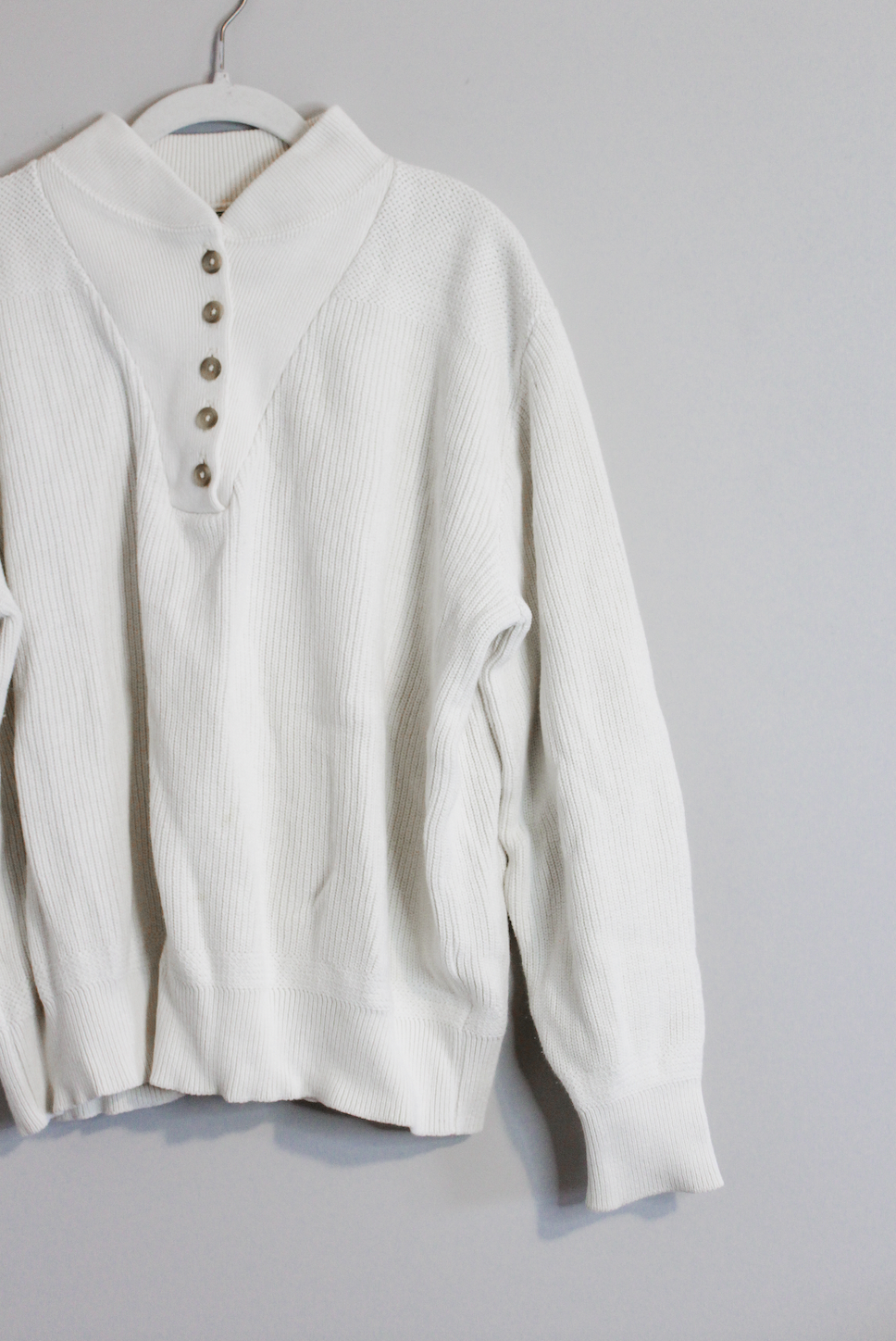 Vintage Cream LL Bean Sweater with Buttons (XL)