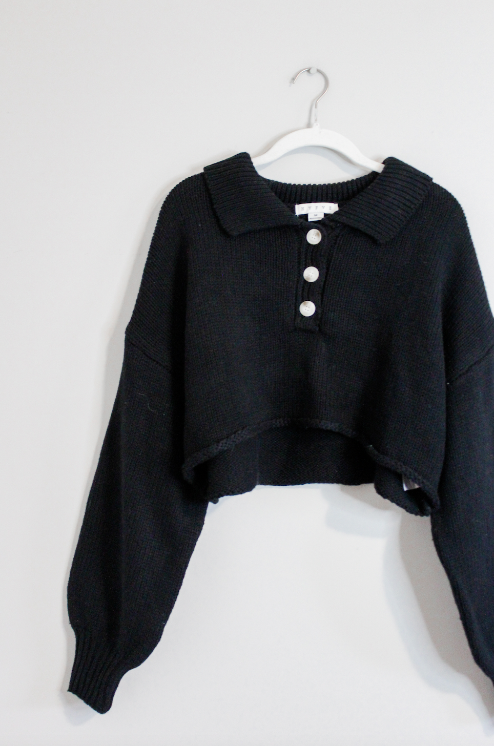 HYFVE Black Cropped Sweater with Buttons (M)