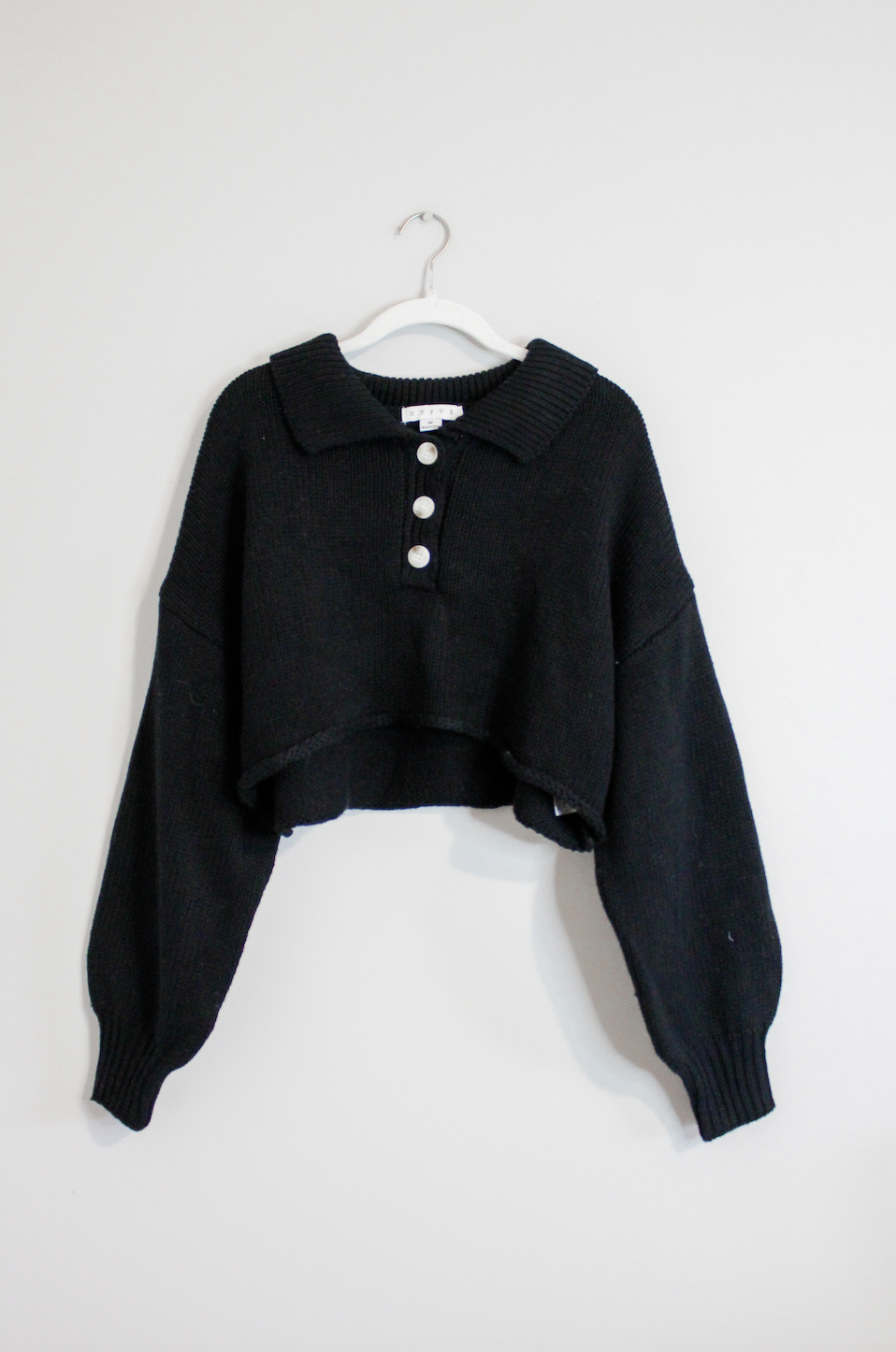 HYFVE Black Cropped Sweater with Buttons (M)