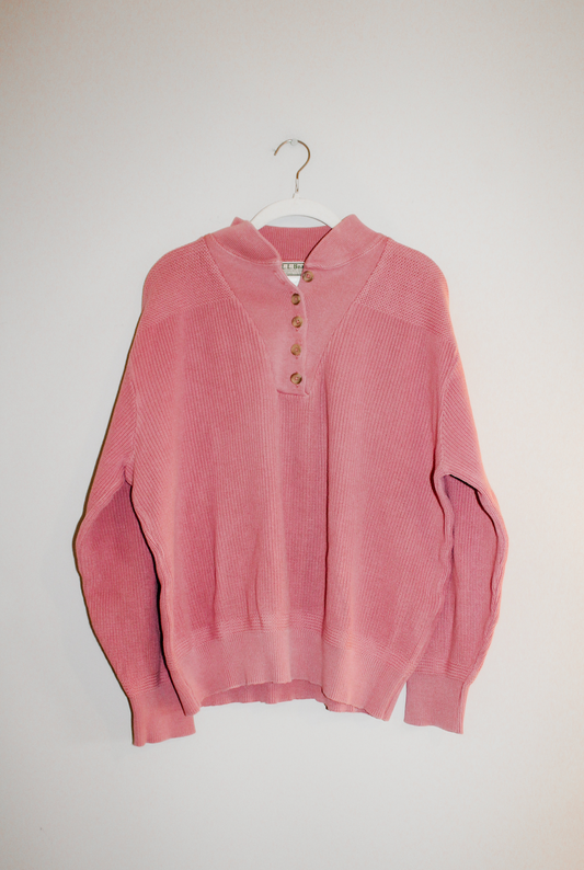 Vintage LL Bean Pink Sweater w Buttons (XL)