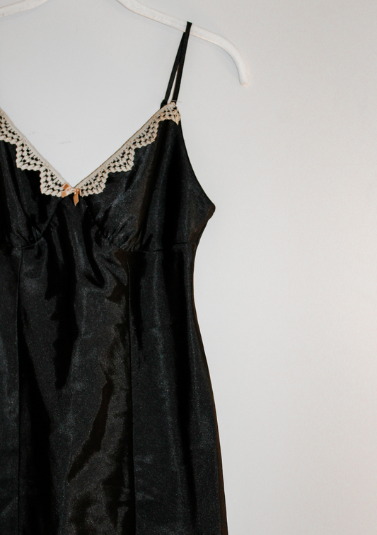 Vintage Black Slip Dress (S)