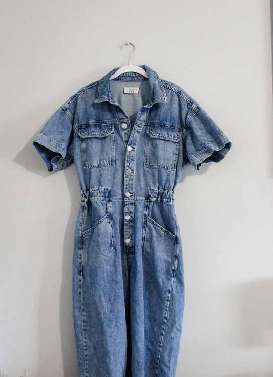 We The Free Marci Denim Jumpsuit (M)