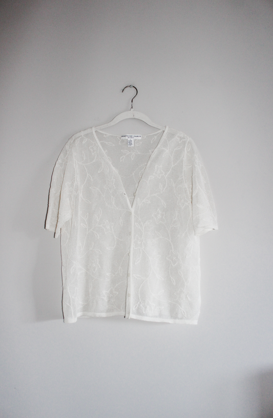 Cream Embroidered Top (L)