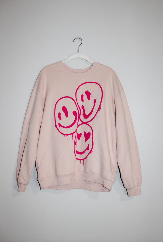 Pink Smiley Crewneck (M)