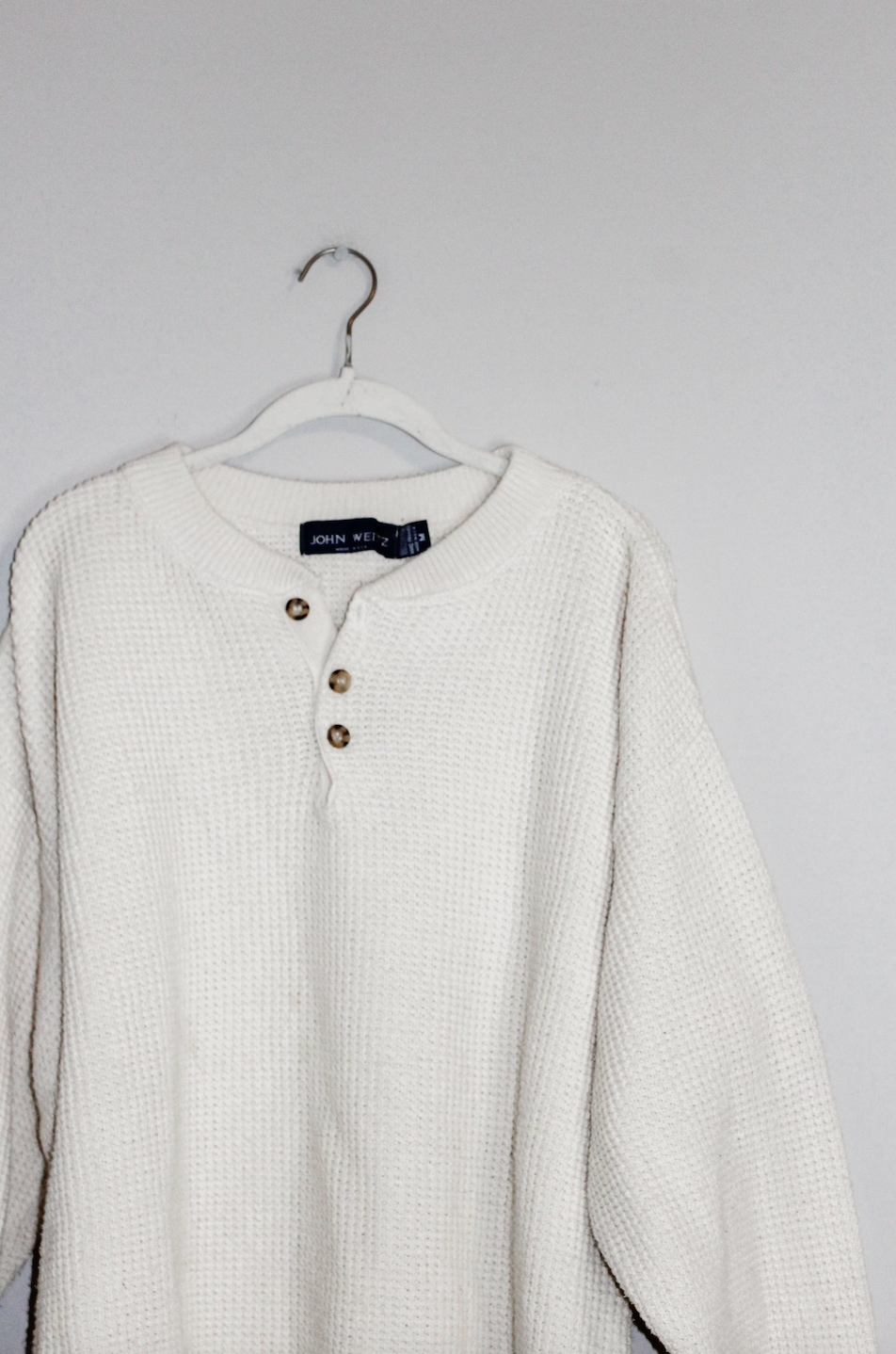 Vintage Cream Sweater 1/4 Button (M)