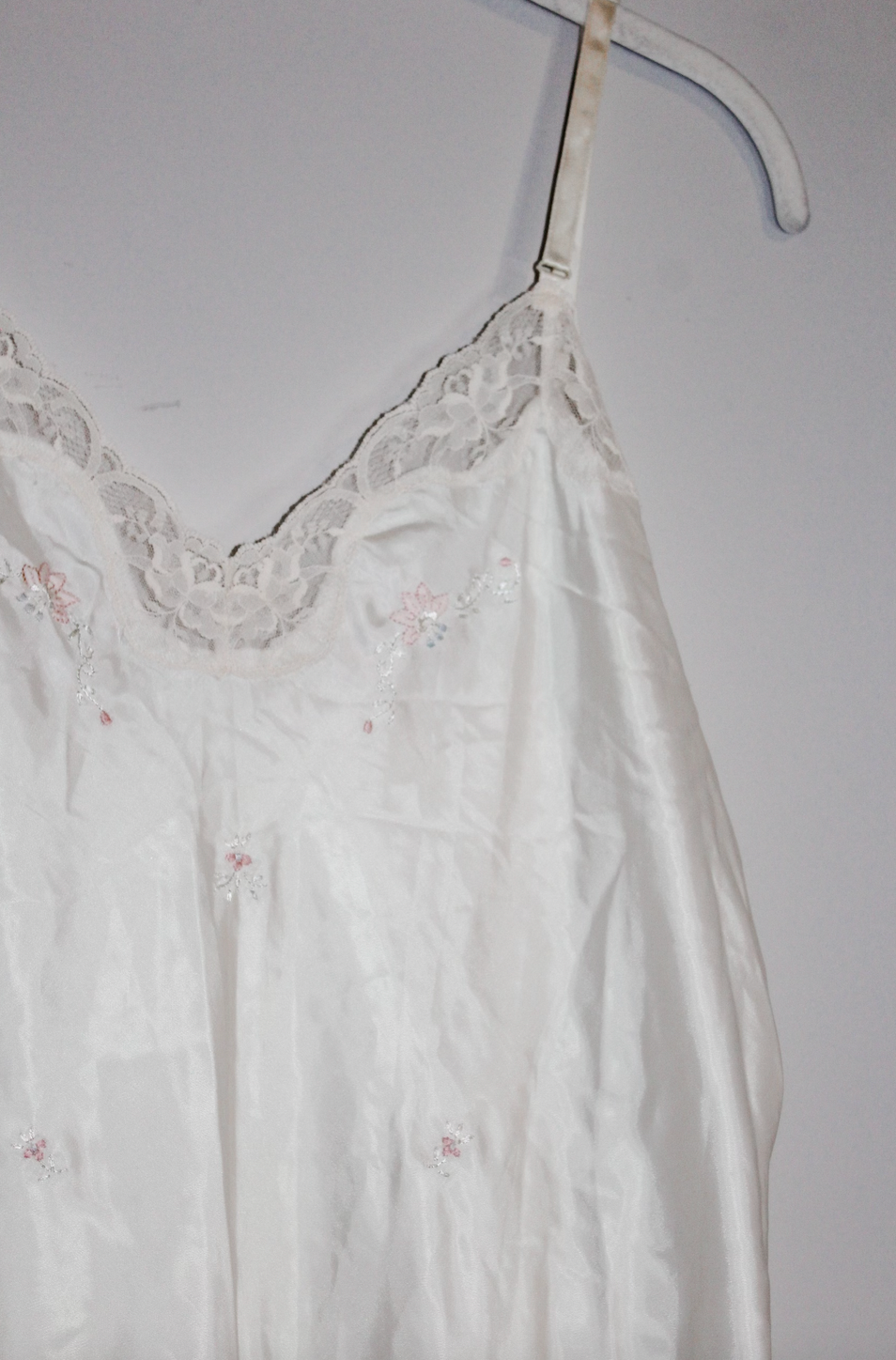 Vintage Cream Floral Embroidered Slip Dress (M)