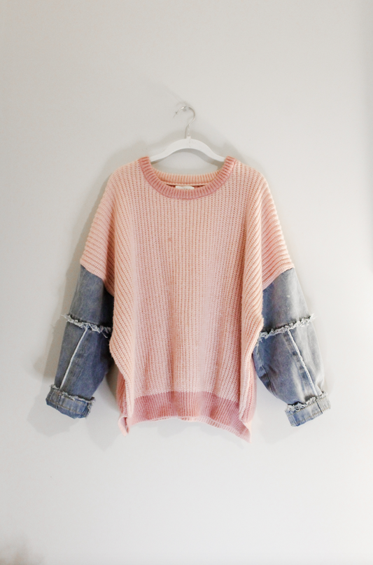 Denim Sleeve Sweater