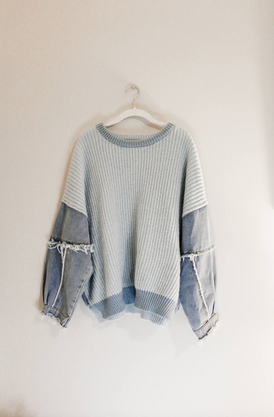 Denim Sleeve Sweater