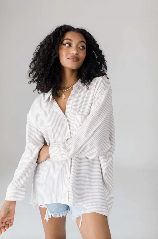 the Post Annalise Striped Button Down (M)