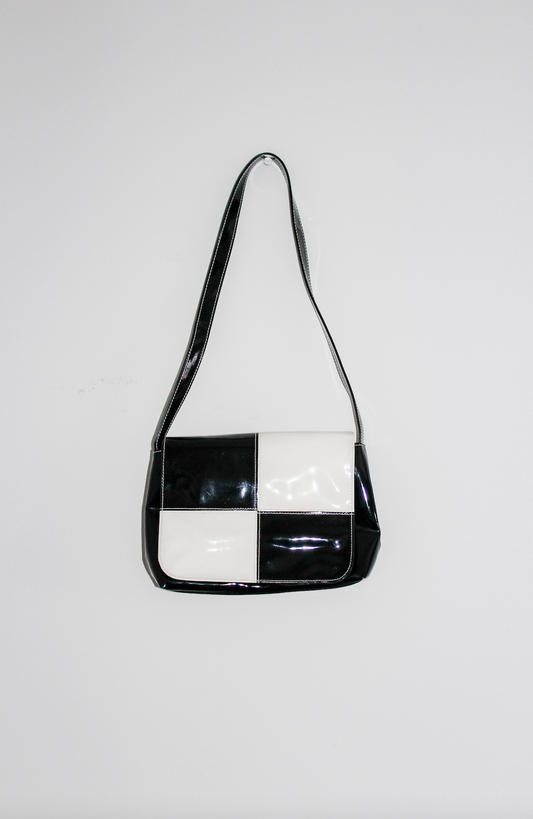 Vinyl Checkered Shoulder Bag