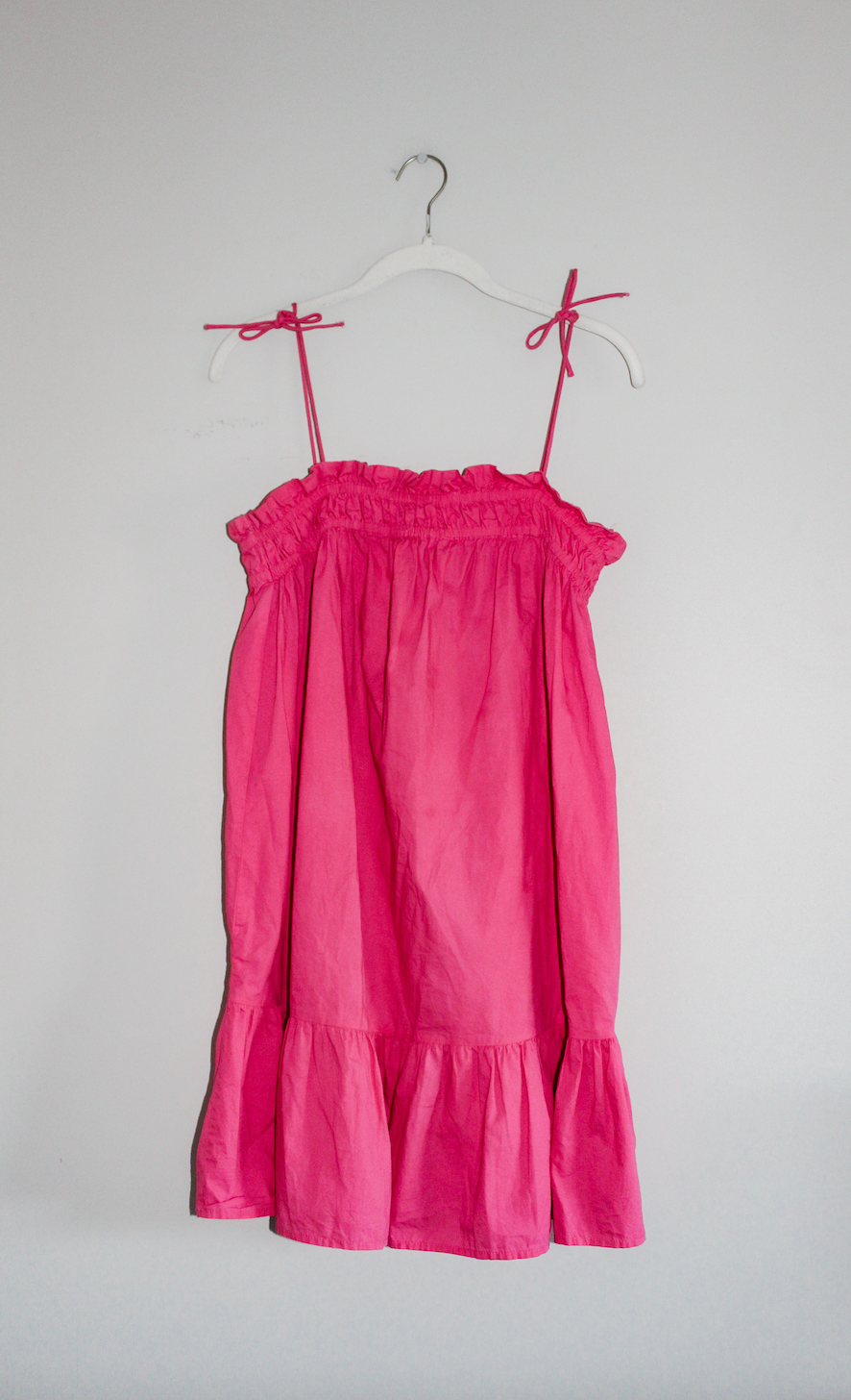 Pink Tie Strap Dress w Bows (6)