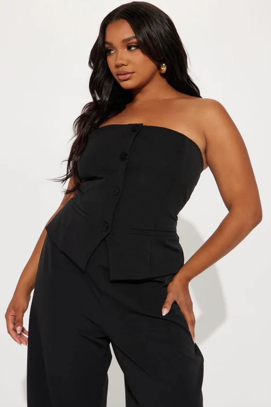 "Employee of the Week" Black Strapless Jumpsuit (M)