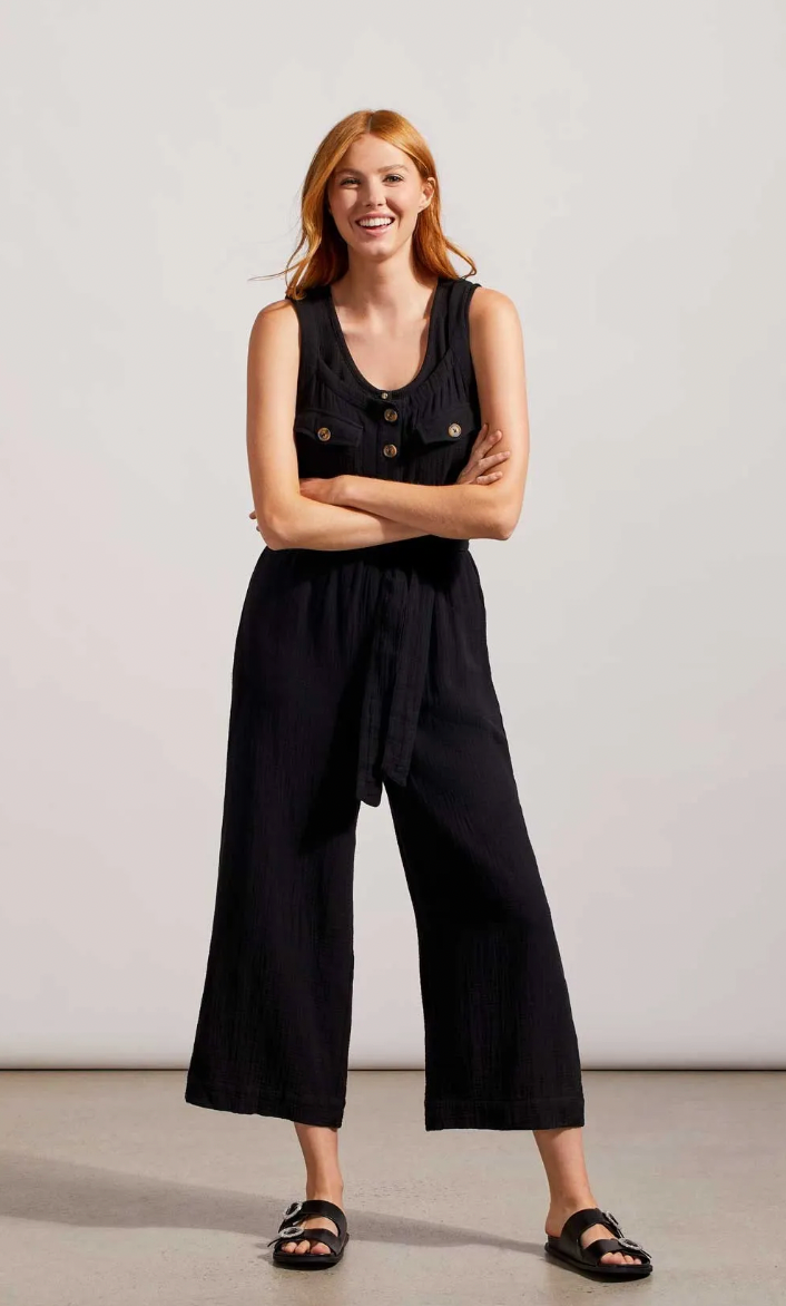 Tribal Cotton Gauze Belted Jumpsuit (S)